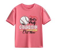 T-shirts à manches courtes pour filles et pour le printemps, et, impression créative de baseball 2D, rétro personnalisé, ample et confortable, t-shirts décontractés à manches courtes 1 fille, Rose, 4