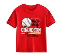 T-shirts à manches courtes pour filles et pour le printemps, et, impression créative de baseball 2D, rétro personnalisé, ample et confortable, t-shirts décontractés à manches courtes 1 fille, rouge, 6