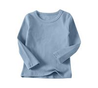 T-Shirts à Manches Longue Garçons Filles 1-11 Ans Tops Décontractés Unie Couleur Col Rond Basique Pull Thermique Haut Hiver Automne sous Vetement Top Sport Sweat Tee Shirts Ado