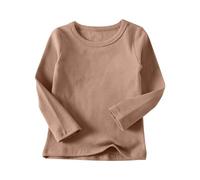 T-Shirts à Manches Longue Garçons Filles 1-11 Ans Tops Décontractés Unie Couleur Col Rond Basique Pull Thermique Haut Hiver Automne sous Vetement Top Sport Sweat Tee Shirts Ado
