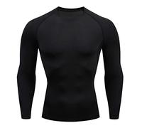 T-Shirts à Manches Longues Hommes Round-Neck, Haut Grandes Tailles-Top Moulant Couleurs Unies Tunique élasticité de Base Simple Blouse Décontractée Respirant Séchage Rapide Chemisers
