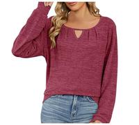 T-shirts à manches longues pour femme, hauts élégants, t-shirt cintré, coupe ample, sweat-shirt d'automne, t-shirt, automne 2024, vêtements fluo, rouge, XXL