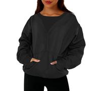 T-shirts à manches longues pour femme - Sweats décontractés avec poches - Col rond - Pull ample - Décontracté - Sport - Streetwear - Sweats sans capuche - Chemisier - Hauts surdimensionnés - Automne