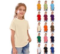 T-shirts amples et doux pour filles, hauts d'été décontractés, basiques, à col rond, pour l'école, à manches courtes, pour enfants, mignons, drôles, pour anniversaire, légers, tenues, bordeaux, 3-4