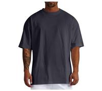 T-shirts amples pour hommes en été à manches demi-longues pour sortir, décontractés, à col ras du cou, coupe ample, couleur unie, 2026, à manches courtes, flatteurs, mignons, à col rond, tendance