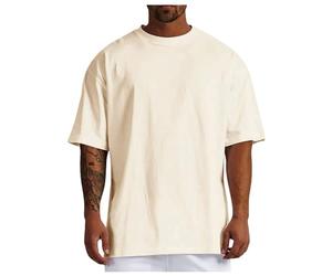 T-shirts amples pour hommes en été à manches demi-longues pour sortir, décontractés, à col ras du cou, coupe ample, couleur unie, 2026, à manches courtes, flatteurs, mignons, à col rond, tendance