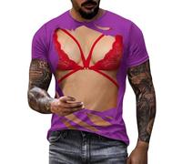 T-shirts amusants d'été Funky à manches courtes pour homme T-shirt à manches courtes imprimé graphique 3D T-shirt unisexe Bodybuilding T-shirt de fitness T-shirt de sport T-shirt de loisirs, Violet