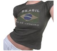 T-Shirts bébé pour Haut pour Femme brésil Haut Court t-Shirts Graphiques t-Shirts pour Femmes Vintage années 90 Chemises Streetwear Tee Shirt Fleuri Pyjama Femmes T Shirt