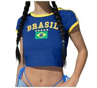 T-Shirts bébé pour Haut pour Femme brésil Haut Court t-Shirts Graphiques t-Shirts pour Femmes Vintage années 90 Chemises Streetwear Tee Shirt Fleuri Pyjama Femmes T Shirt