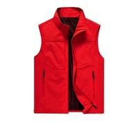 T-shirts Blancs Hommes Male Autumn And Winter Cotton Casual Keep Warm Zipper Removable Sleeveless Vacation Outdoor Vest Jacket Coat Hauts Rouges Grande Taille Pour Fête Hommes (Red, L)