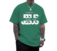 T-shirts chrétiens pour hommes, Christ Jésus dans ma vie, T-shirts graphiques tendance à col rond | Usage quotidien, Vert, XL