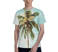 T-shirts classiques à imprimé palmier pour homme, t-shirts graphiques confortables pour homme, pour un usage quotidien et des cadeaux, Noir , XXL