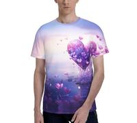 T-shirts classiques pour homme avec imprimé amour violet, t-shirts graphiques confortables pour hommes, pour un usage quotidien et des cadeaux, Noir , XXL