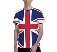 T-shirts classiques pour homme avec imprimé drapeau du Royaume-Uni, t-shirts graphiques confortables pour homme, pour un usage quotidien et des cadeaux, Noir , S