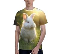 T-shirts classiques pour homme avec imprimé lapin blanc, t-shirts graphiques confortables pour homme, pour un usage quotidien et des cadeaux, Noir , 3XL