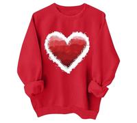T-Shirts de Saint-Valentin pour Filles et Enfants Sweats Graphiques cœur Manches Longues col du Cou Haut Festif Adolescents et Jeunes Filles Style Joueur (Red, 8-9 Years)