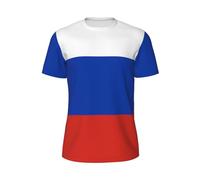 T-Shirts de Sport pour Hommes avec imprimé Drapeau Russe, Manches Courtes en à séchage Rapide, Respirants et évacuant l'humidité.