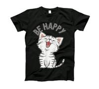 T-Shirts De Sport pour Hommes Respirant Manches Courtes Pensez Heureux, Soyez Heureux, Soyez Un Chat Blanc Gentil Et Drôle Séchage Rapide T-Shirts De Sport pour Fitness Durable Été 4XL