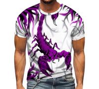 T-shirts de sport pour hommes T-shirt de sport pour hommes Scorpion Motif animal Bodybuilding Tops Muscle Shirt Sportswear T-shirt imprimé 3D T-shirt décontracté à manches courtes pour homme, lilas, L
