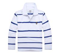 T-shirts de VTT garçons filles, tendance, décontracté, rayé, fermeture à bouton, tendance, tissu doux et confortable I 3 T Shirt Garçon, Blanc., 13-14 ans