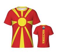 T-Shirts Décontractés À Manches Courtes, Amples, Style Streetwear, Hip-Hop Drapeau De La Macédoine du Nord T-Shirts De Sport, Col Ras du Cou, Décontractés pour Hommes