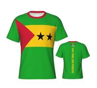 T-Shirts Décontractés Drapeau De São Tomé Príncipe À Manches Courtes, Amples, Style Streetwear, Hip-Hop Étoiles Géométriques T-Shirts De Col Ras du Cou, Maillot Sport Respirant pour Hommes