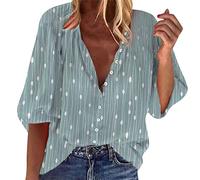 T-shirts d'été basiques à manches courtes et col en V pour femme - T-shirt original confortable et respirant - Chemises classiques - Chemise tendance légère et décontractée, E, XL