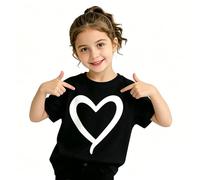 T-Shirts d'été décontractés à Manches Courtes pour Filles, Coupe Ample, avec Un Joli imprimé cœur. Respirants et Confortables Quotidien. Calme pour Ses Heures de Jeu