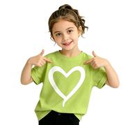 T-Shirts d'été décontractés à Manches Courtes pour Filles, Coupe Ample, avec Un Joli imprimé cœur. Respirants et Confortables Quotidien. Calme pour Ses Heures de Jeu