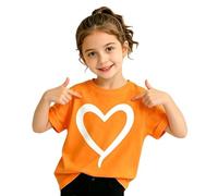 T-Shirts d'été décontractés à Manches Courtes pour Filles, Coupe Ample, avec Un Joli imprimé cœur. Respirants et Confortables Quotidien. Calme pour Ses Heures de Jeu