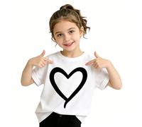 T-Shirts d'été décontractés à Manches Courtes pour Filles, Coupe Ample, avec Un Joli imprimé cœur. Respirants et Confortables Quotidien. Calme pour Ses Heures de Jeu