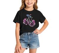 T-Shirts d'été décontractés à Manches Courtes pour Filles, Coupe Ample, Parfaits pour Tous Les Jours. (1-Black, 12-14 Years)