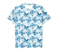 T-shirts d'été décontractés pour enfants garçons et filles 2025 graphique mignon coupe ample hauts tendance papillon manches courtes anniversaire t-shirts t-shirts pour enfants filles garçons, bleu