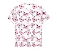 T-shirts d'été décontractés pour enfants garçons et filles 2025 graphique mignon coupe ample hauts tendance papillon manches courtes anniversaire t-shirts t-shirts pour enfants filles garçons, rose, 2