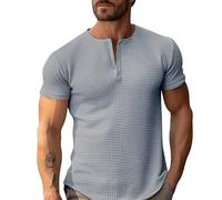 T Shirts d'été Manches Courtes pour Hommes Chemisier Homme Chic Et Élégant Dentelle (Grey, L)