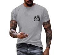 T-shirts d'été pour homme à manches courtes décontracté moderne haut pour les loisirs T-shirt de sport pour homme T-shirt d'été pour homme Coupe droite Haut urbain décontracté, Gris clair., M