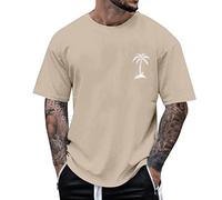 T-shirts d'été pour hommes à manches courtes 2026 - Haut de course ample - Coupe ample - Tendance - Hawaïen - Mignon - Tendance - Décontracté - Pour sortir, beige, XXL