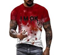 T-shirts d'Halloween pour hommes T-shirts effrayants à col rond citrouille col rond vintage randonnée crâne t-shirts imprimés Halloween vêtements de rue pour hommes, rose vif, L