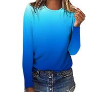 T-shirts drôles femmes manches longues col rond pull avec impression pendue pour la mode décontracté t-shirt imprimé femmes t-shirts femmes blanc T-shirt surdimensionné pour, bleu ciel, XL