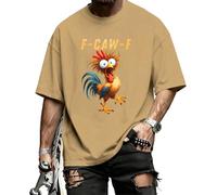 T-shirts drôles pour hommes - T-shirt à col rond drôle de coq décontracté tendance en coton d'été F Caw F chemise voyage streetwear, Un coq, L