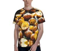 T-shirts élégants pour homme avec imprimé pommes de terre de jardin, t-shirts doux pour homme, pour un usage quotidien et des occasions spéciales, Noir , XXL