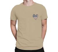 T-shirts en coton pour homme - Col rond - Imprimé drapeau - Décontracté - Cœur - Manches courtes - Coupe ajustée - Respirant - Confortable - Couleur unie - Doux - Pour l'été et la plage - Pour un