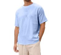 T-Shirts Et Tops De Sport Homme en Lin Haut Ete Col Rond Grande Taille Couleur Unie Tunique Oversize DéContractée Respirant Chemise Basiques Pas Cher Le L'ExtéRieur Quotidien Blouse