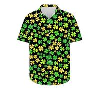 T-shirts fantaisie amusants pour homme - Chemise de la Saint-Patrick - Trèfle trèfle - Chemisier boutonné à manches courtes - Haut irlandais - Cadeau idéal pour lui, Jaune #3., M