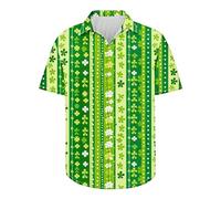 T-shirts fantaisie amusants pour homme - Chemise de la Saint-Patrick - Trèfle trèfle - Chemisier boutonné à manches courtes - Haut irlandais - Cadeau idéal pour lui, Vert menthe #4, M