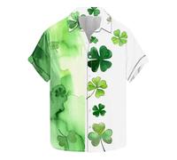 T-shirts fantaisie amusants pour homme - Chemise de la Saint-Patrick - Trèfle trèfle - Chemisier boutonné à manches courtes - Haut irlandais - Cadeau idéal pour lui, Vert #1., S