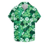 T-shirts fantaisie amusants pour homme - Chemise de la Saint-Patrick - Trèfle trèfle - Chemisier boutonné à manches courtes - Haut irlandais - Cadeau idéal pour lui, Vert menthe #2., XXL
