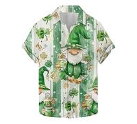 T-shirts fantaisie amusants pour homme - Chemise de la Saint-Patrick - Trèfle trèfle - Chemisier boutonné à manches courtes - Haut irlandais - Cadeau idéal pour lui, Blanc #2., XXL