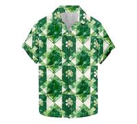 T-shirts fantaisie amusants pour homme - Chemise de la Saint-Patrick - Trèfle trèfle - Chemisier boutonné à manches courtes - Haut irlandais - Cadeau idéal pour lui, Vert menthe #5, XXL