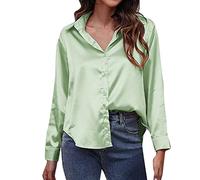 T-shirts femmes tops blouse débardeur chemise satin femmes satin imitation soie chemise à manches longues frontière commerciale européenne et américaine vêtements pour femmes, Gn2, S